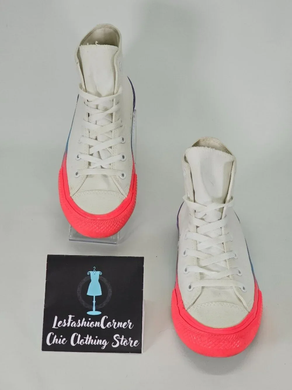 Converse  Junior White Cotton Chuck Taylor All Star Rainbow Sneakers Size 6 2043 - Picture 2 of 16